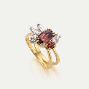18 kt geel- en witgouden statement ring