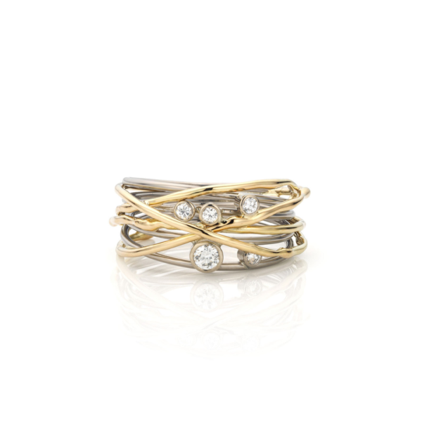 Entwined Love, gouden wikkelring met diamant - Afbeelding 3