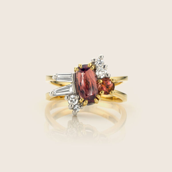 18 kt geel- en witgouden statement ring - Afbeelding 3
